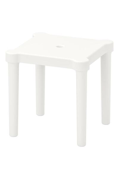 IKEA Çocuk Taburesi, Beyaz Renk 28x27 cm Polipropilen Plastik Kare Tabure