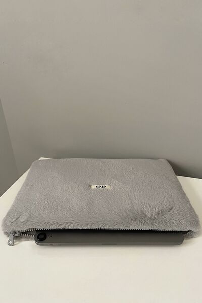eles Gray Plush Tablet Bag, Gray Tablet Case