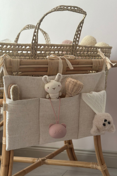 Linen Fabric Baby Kids Bedside Organizer 100% Linen