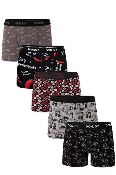 don joy Pánské boxerky z česané bavlny s elastickým pasem, 5 kusů, různé vzory