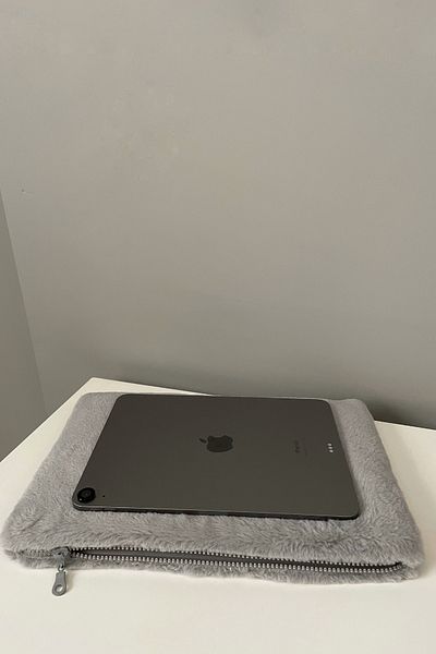 eles Gray Plush Tablet Bag, Gray Tablet Case