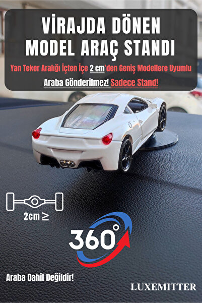 Luxemitter 360 Derece Dönen Oyuncak Diecast Model Araba Standı Araç İçi Harek...