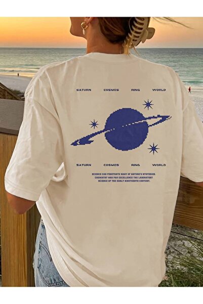 Elvino Saturn Štampano Planet ženska majica T-shirt - okrugla kragna godina, ...