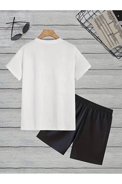 Elvino Чоловіча футболка та шорти на шнурівці - комплект з принтом Balance, з коротким рукавом, 2 шт.