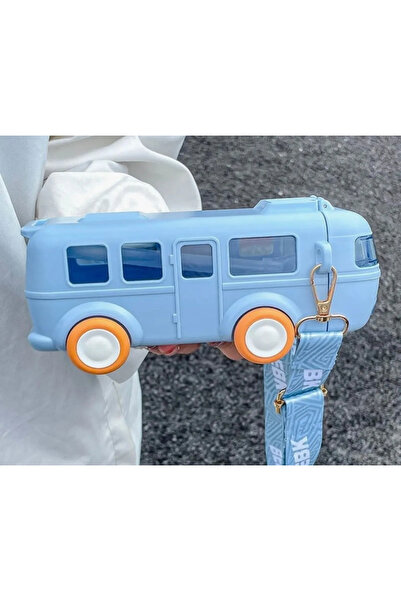 GlassySKY Araba Otobüs Şekilli Su Bardağı, Pipetli Spor Su Şişesi ,Çocuk Sulu...