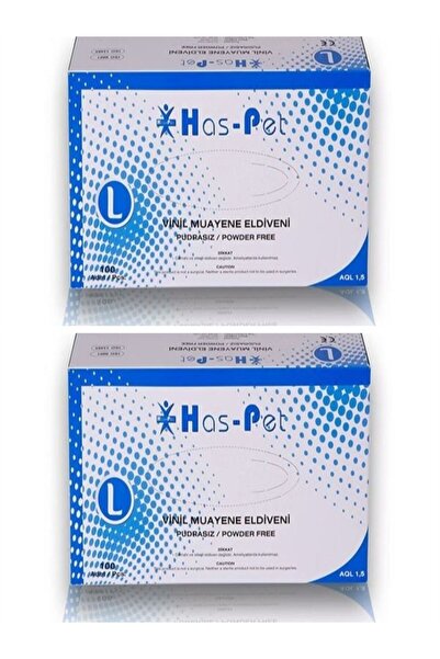 Has-Pet Vinil Eldiven Pudrasız 100'lü Paket 2 Adet L Beden