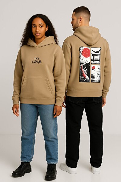 By Caspita Fashion Lenithra The Japan Back Štampano Unisex Oversize kroj Bež ...