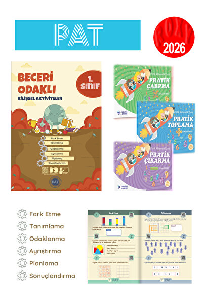 Pat Yayınları PAT 1.Sınıf Beceri Odaklı Bilişsel Akt + pratik toplama-çıkarma...