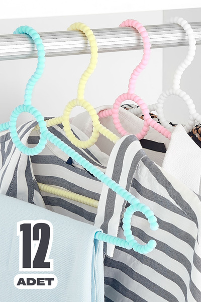 Pamir Plastik 12 Adet Boncuk Elbise Askısı - Karışık Renk