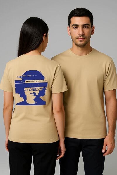 By Caspita Fashion Lenithra Travel Štampano Unisex Oversize kroj Bež T-shirt