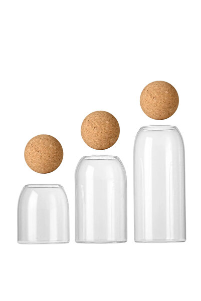 Homprime 3-Piece Ball Cork Lid Glass Jar and Spice Jar Set