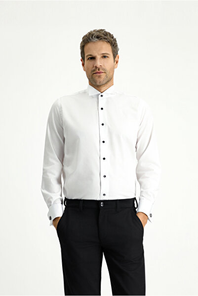 Kiğılı Πουκάμισο Ata Collar Slim Fit Slim Fit Βαμβακερό που σιδερώνει εύκολα