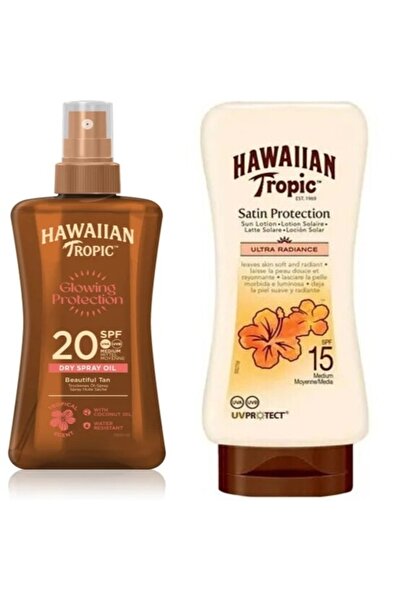 Hawaiian Tropic Glowing Protection Dry Spray Oil SPF20 200 ml + Satin Protect...