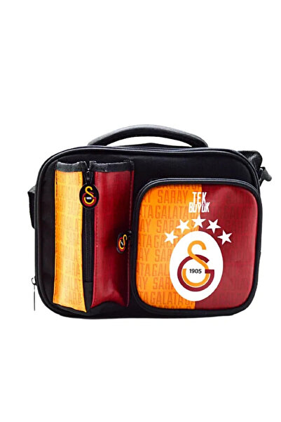 Galatasaray Beş Yıldız Lisanslı Çok Bölmeli Fermuarlı Okul Sırt Çantası Set Çanta Kalemlik Beslenme ve Suluk