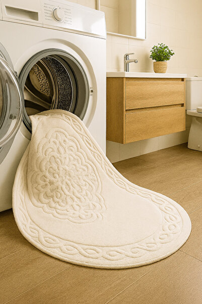 HOMEMOME Cotton Woven Water Absorbent Bath Mat, Bathroom Carpet Ecru Color 100*100