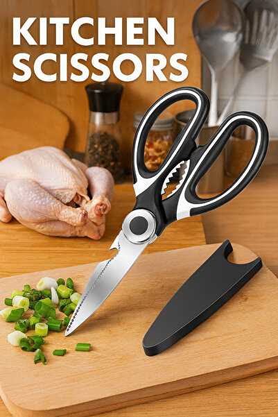 BLUE SİDE Paslanmaz Çelik Ultra Keskinleştirilmiş Mutfak Makası PorfatifMakas Çok Amaçlı Balık Et Sebze Makası