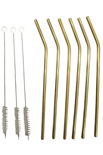 safestore 9 Pieces Metal Straws Stainless Steel Soft Drink Straw Stick Straw Cleaning Brush