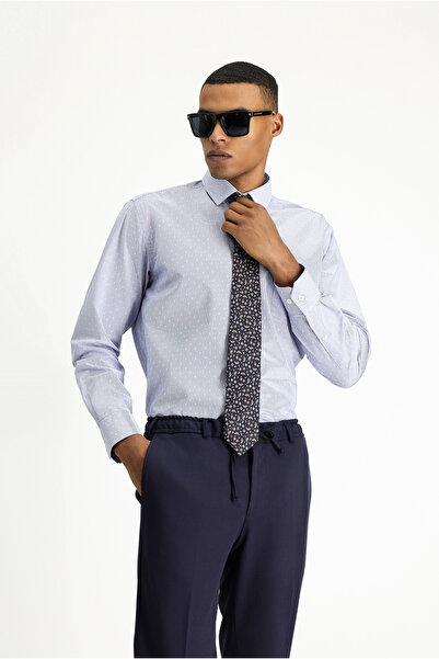 Kiğılı Μακρυμάνικο πουκάμισο με κλασικό σχέδιο από βαμβακερό μη σιδερένιο