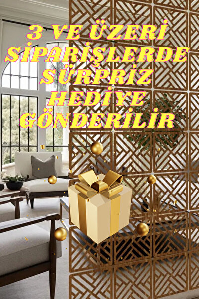 lexi Lazer Kesim Sarkıt Paravan, Ahşap Separatör, Oda Bölücü 4'lü Panel Levha 28x28 Cm