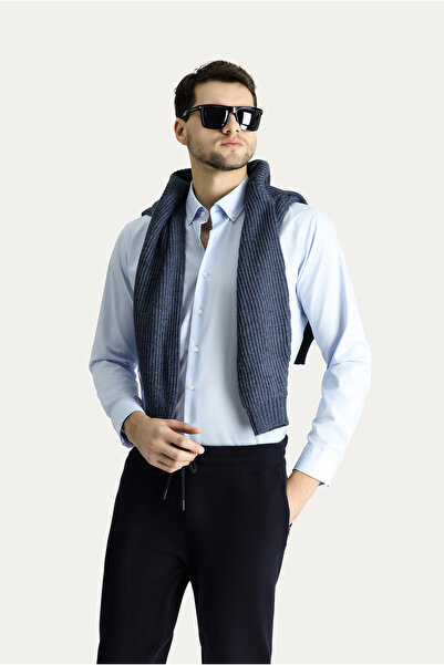 Kiğılı Uzun Kol Slim Fit Dar Kesim Non Iron Ütü Gerektirmeyen Pamuklu Düğmeli Yaka Gömlek