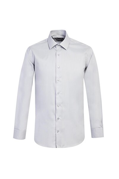 Kiğılı Uzun Kol Slim Fit Dar Kesim Klasik Non Iron Saten Pamuklu Gömlek