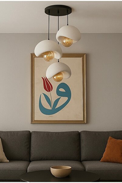 EDESİNG Moon Light Evo 3 Lü Sarkıt Avize Rustik E27 Modern Avize Bohem Beton Görünüm
