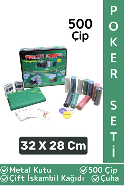 Wintoup Luxery Blackjack Texas Holdem Casino 500 Poker Çipi Çift İskambil Kağ...
