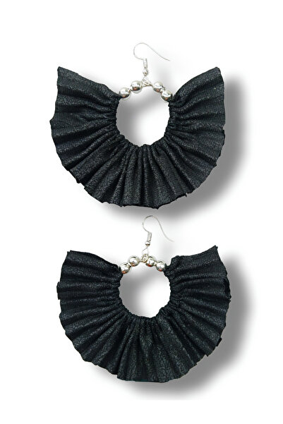 maia أقراط متدلية على شكل حلقة فضية اللون للسيدات - تصميم من الخرز من القماش ...