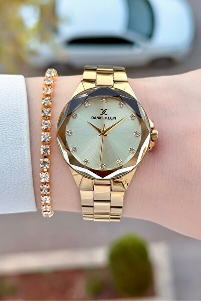 Daniel Klein Sarı Renk 24 Ay Garantili 33 Mm Kadın Kol Saati ve Bileklik