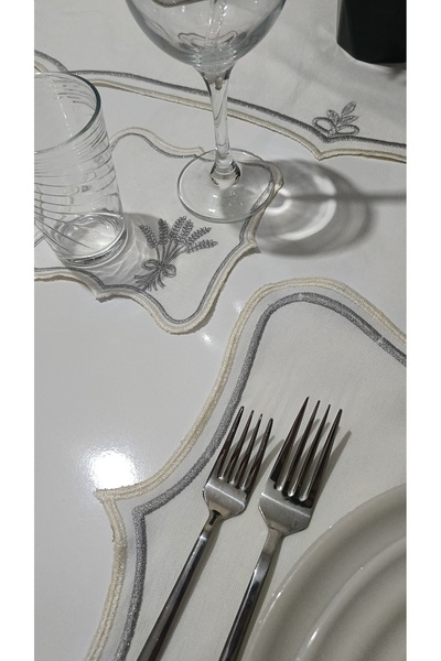 NB Neubella Home Nerina 12 Piece Luxury American Service Presentation Embroidered Cover Set Carefree 12-Person Dowry Linen Set