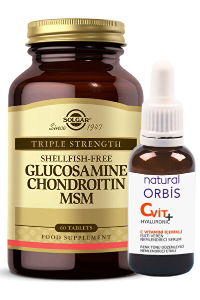 Solgar Glucosamine Chondroitin Msm 60 Tablets (Vitamin C Serum 30ml Gift) Glu...