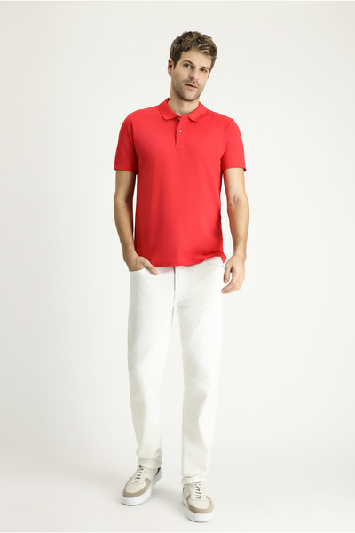Kiğılı Slim Fit Slim Fit Embroidered Cotton Polo Collar T-Shirt