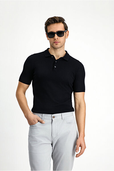 Kiğılı Tricou din bumbac slim fit, cu gât polo