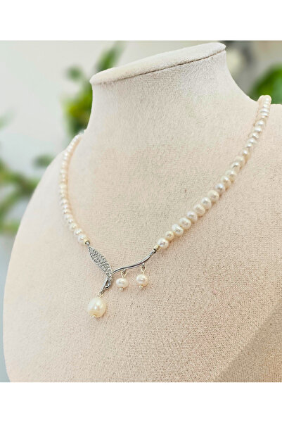 İNCİORA JEWELRY GERÇEK DOĞAL İNCİ GÜMÜŞ LALELİ KOLYE