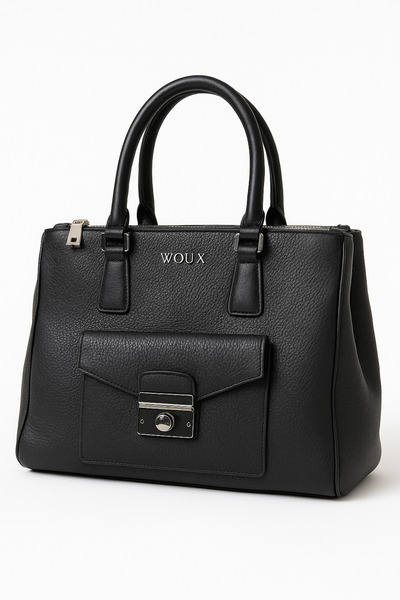 Deriderim Black Classic Genuine Leather Hand Shoulder Bag