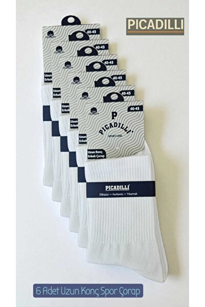 Picadilli 6lı Paket Pamuk Sport Orta Konç Esnek Lastikli Sporcu Çorabı Rahat ...