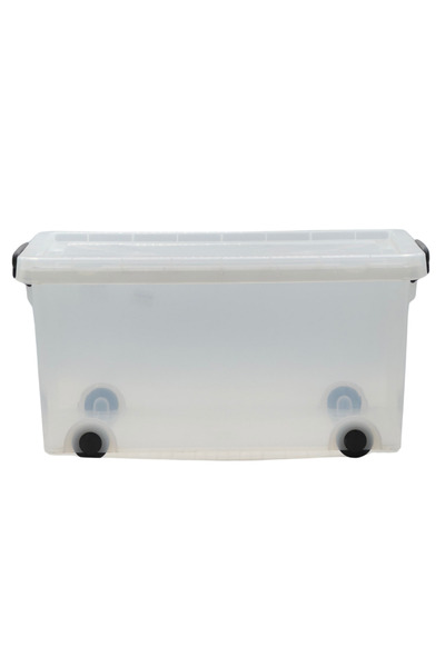 SUPPLIER Clear Plastic Storage Container with Wheels and Lid, Portable & Stackable | Lock Lid Organizing Cont