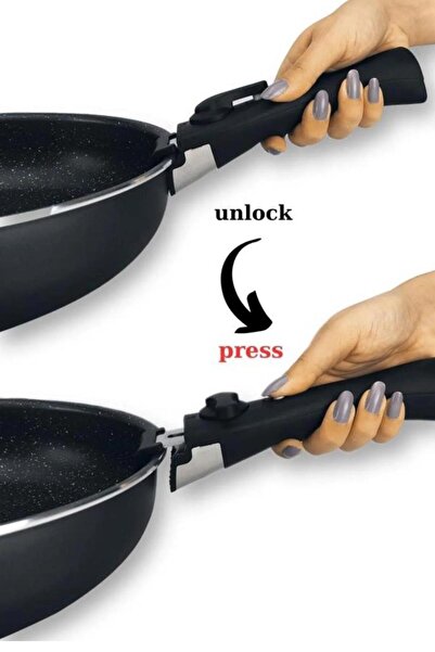 ÇELİKAY Winterbach Pangenio 6-Piece - Granite Pan and Saucepan Set, Black