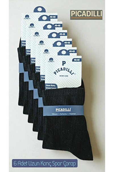 Picadilli 6lı Paket Pamuk Sport Orta Konç Esnek Lastikli Sporcu Çorabı Rahat ...