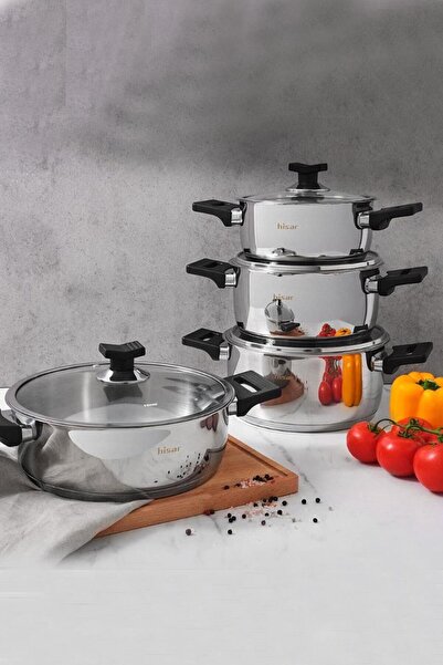 Hisar Belek 8 Piece Steel Cookware Set Black