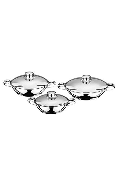 Akdeniz 6 Parça Metal Kulplu Metal Kapaklı Çelik Omlet Seti