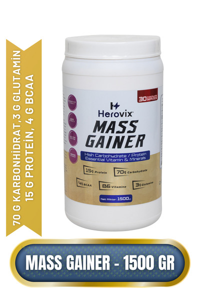 Mass Gainer 1500 gr Çikolata Aromalı – Yüksek Karbonhidrat & Protein – Bcaa Ve B6 Vitaminli
