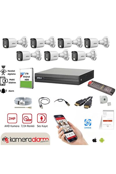 DAHUA 7 Kameralı 7/24 Renkli Görüşlü Dahili Mikrofonlu Güvenlik Kamerası Seti...
