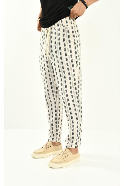 DAVID&GERENZO Bohemian Patterned Linen Pants - 450349