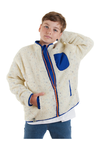 Denokids White Unisex Plush Coat for Girls and Boys