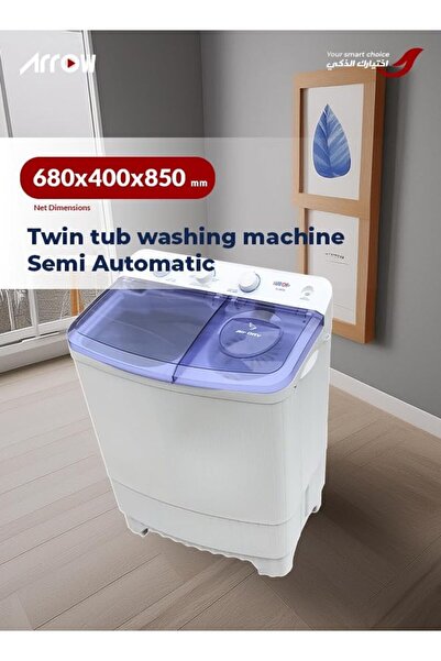 ARROW Top Loading Semi Automatic Washing Machine 4.5 Kg, White, RO-06TTB