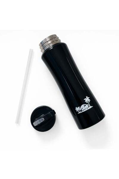 Generic Stainless steel sports bottle with straw & tight lid, keeps drinks hot 12h and cold 24h
