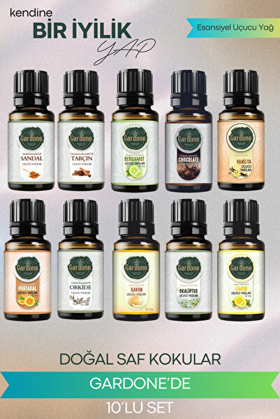 Gardone 10*10 ml Set Esansiyel Uçucu Yağ Buhurdanlık Yağı Hava Nemlendir Arom...