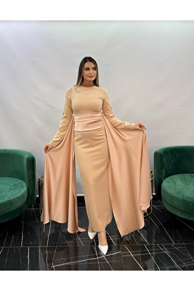 White Corner 3256 Belt Detail Satin Dress