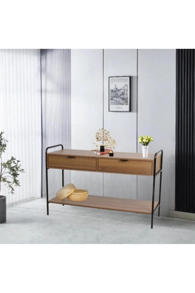 DEC13 Versatile console with a natural wood finish